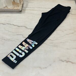 Puma Black Leggings with Iridescent Logo